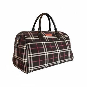 Liz Claiborne Rolling Duffel Bag Multicolor Plaid Travel Luggage 41”Handle